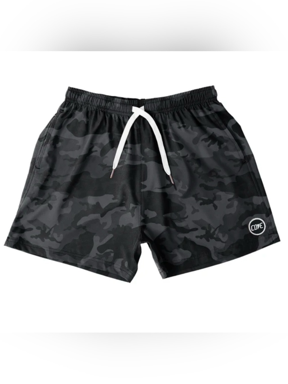 Cove Black and White Swim Shorts with Drawstring
